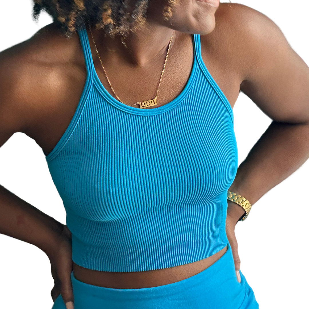 Ribbed Cami Racerback Tank Top - Deep Sky