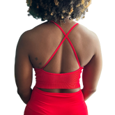 Ribbed Seamless Criss Cross Cami Top- Ruby