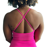 Ribbed Seamless Criss Cross Cami Top- Hot Pink