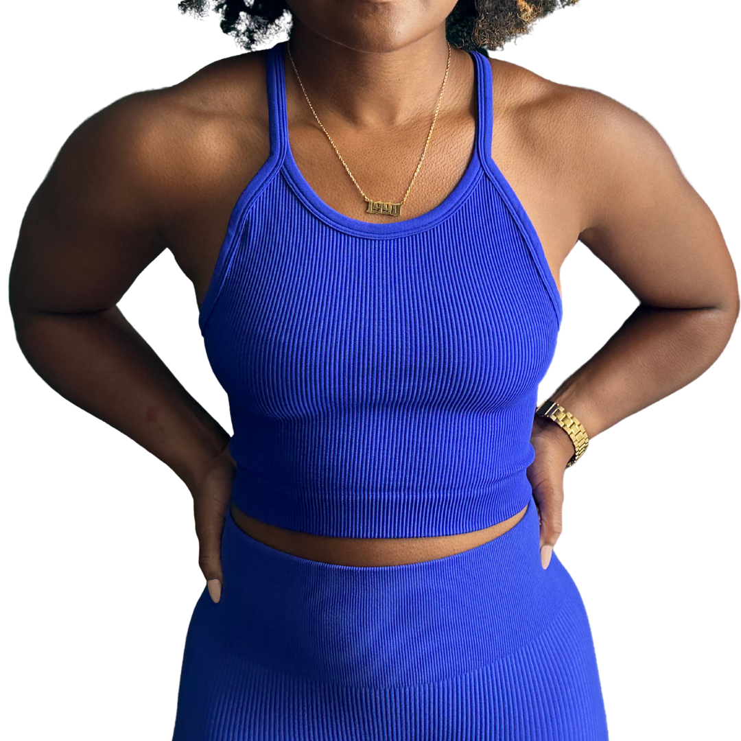 Ribbed Cami Racerback Tank Top - Royal Blue