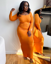 Signature Soft Cotton Ribbed Long Sleeve Maxi Dress