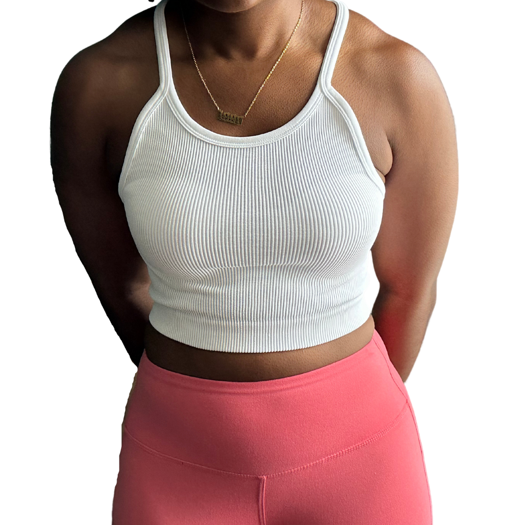 Ribbed Cami Racerback Tank Top - White