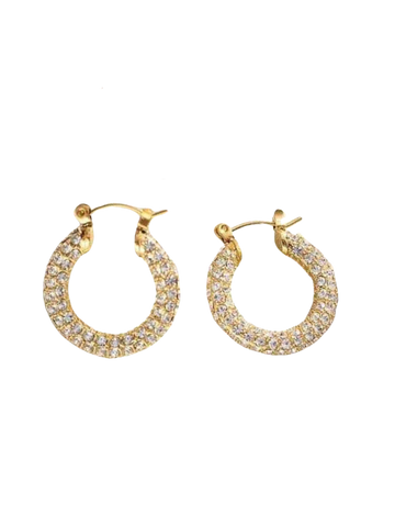 Mini Crystal Embellished Hoop Earrings
