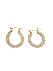 Mini Crystal Embellished Hoop Earrings