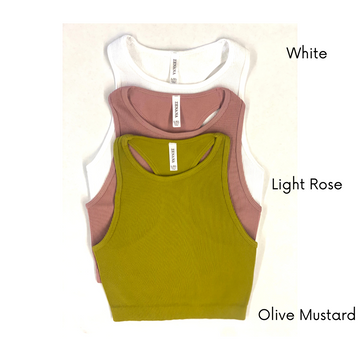 Ribbed High-Neck Cropped Tank Top